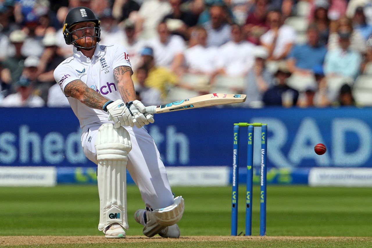 Ben Stokes unfurls a reverse-sweep, England vs Australia, 1st Ashes Test, Edgbaston, 4th day, June 19, 2023
