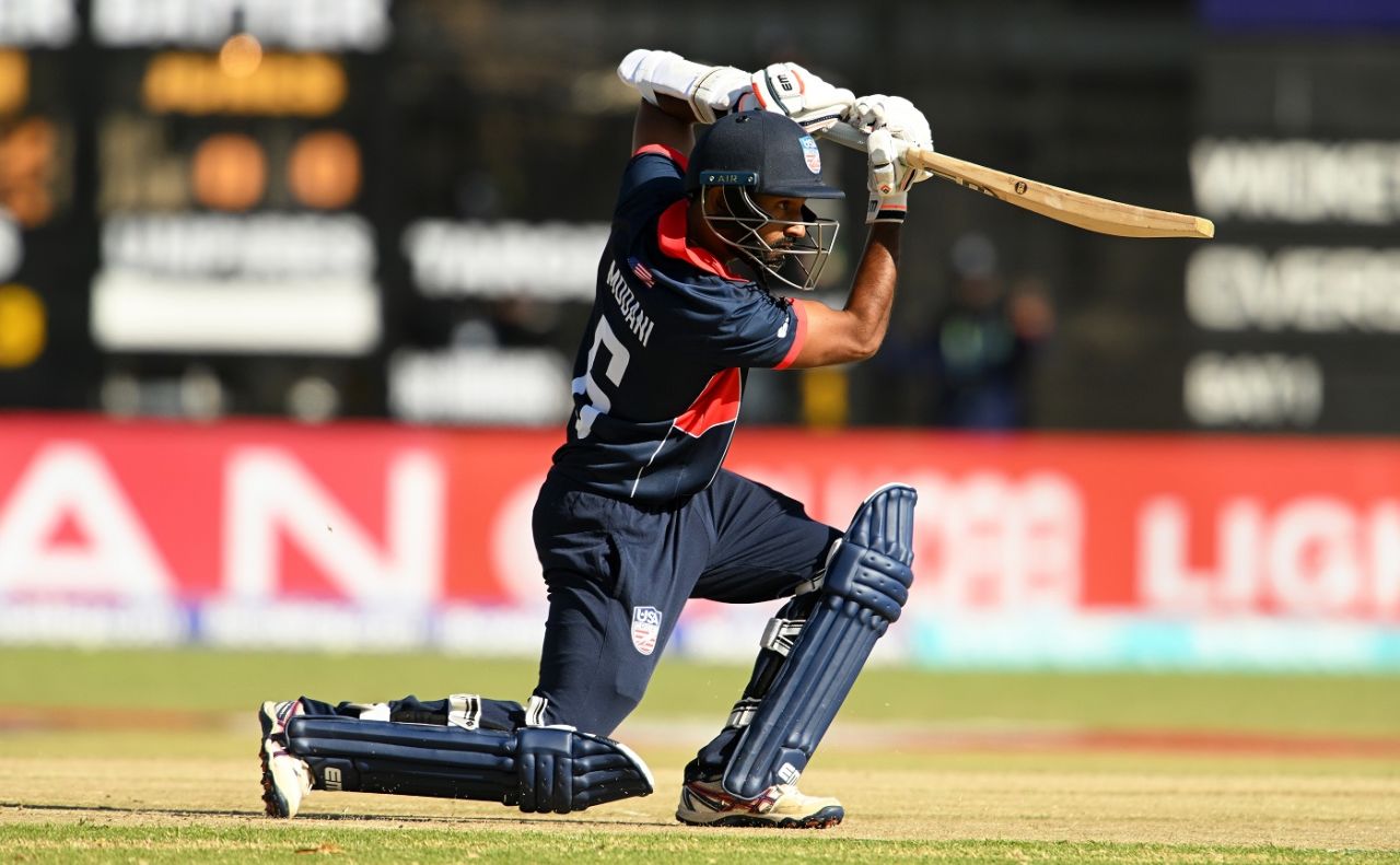 Sushant Modani slams a flourishing cover drive, Nepal vs USA, ICC World Cup Qualifier, Harare, June 20, 2023