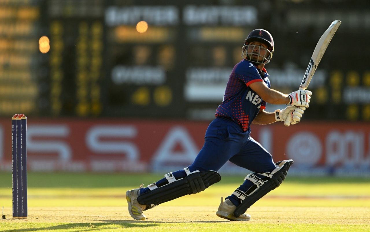 Bhim Sharki finished unbeaten on 77 in Nepal's win, Nepal vs USA, ICC World Cup Qualifier, Harare, June 20, 2023