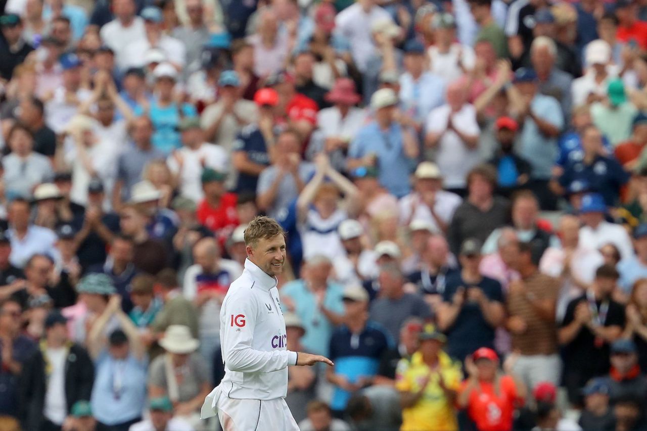 Joe Root is chuffed after taking a tough catch, England vs Australia, 1st Ashes Test, Edgbaston, 5th day, June 20, 2023