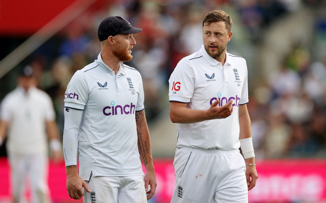 Ben Stokes and Ollie Robinson have a chat, England vs Australia, 1st Ashes Test, Edgbaston, 5th day, June 20, 2023