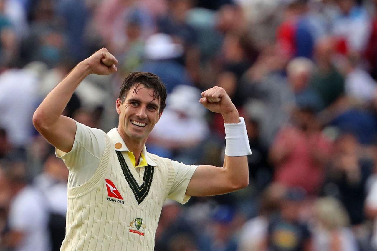 Pat Cummins gets his guns out in celebrations, England vs Australia, 1st Ashes Test, Edgbaston, 5th day, June 20, 2023
