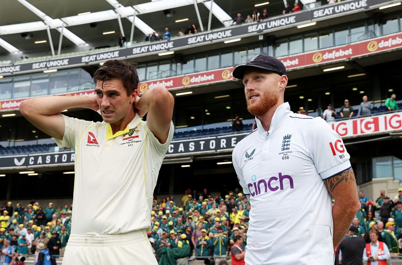 Pat Cummins and Ben Stokes get together after an epic finish, England vs Australia, 1st Ashes Test, Edgbaston, 5th day, June 20, 2023
