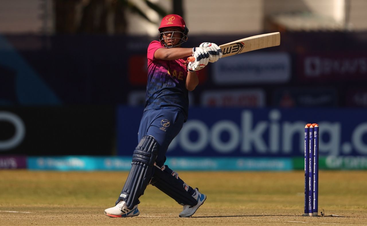 Aayan Afzal Khan scored an unbeaten 52-ball 58, Oman vs UAE, ICC Cricket World Cup Qualifier, Bulawayo, June 21, 2023