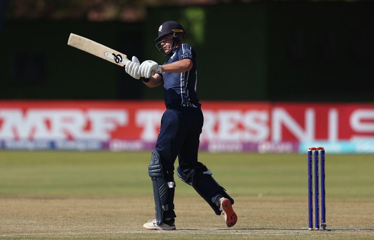 Christopher McBride steadied the Scotland innings after Matthew Cross fell early, Ireland vs Scotland, ICC World Cup Qualifier, Bulawayo, June 21, 2023