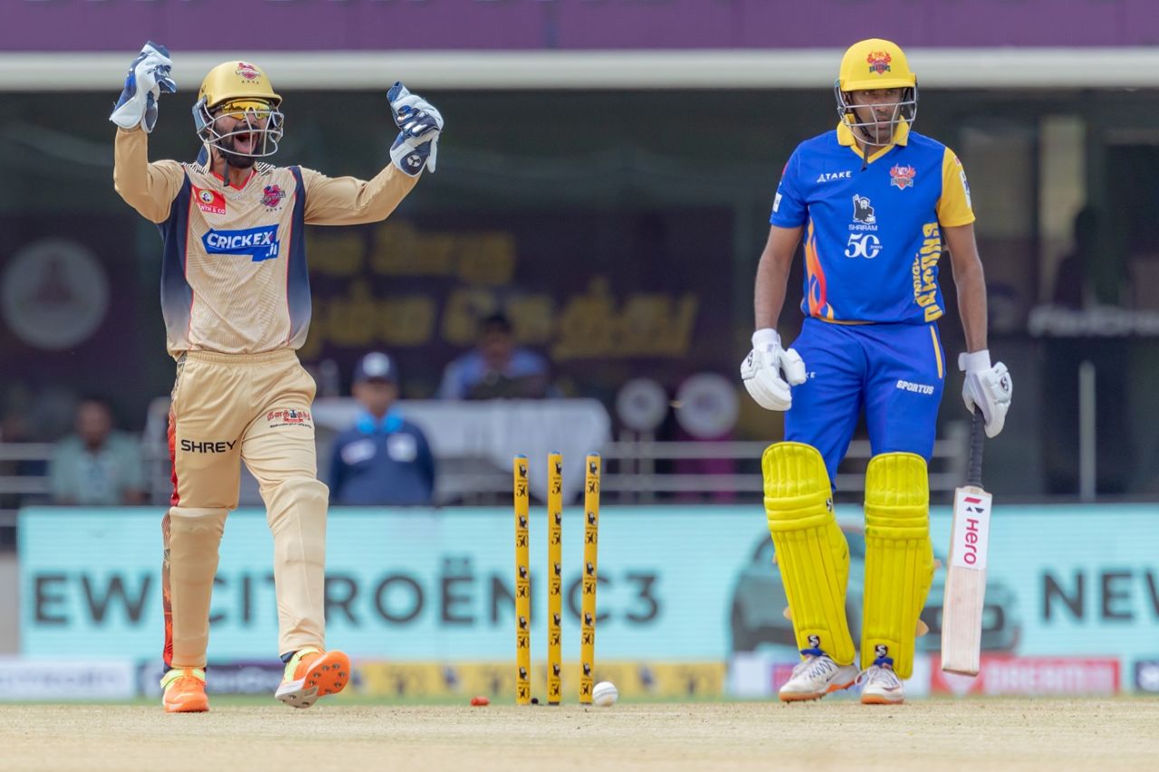 R Ashwin was bowled for 1, Dindigul Dragons vs Chepauk Super Gillies, TNPL 2023, Dindigul, June 21, 2023