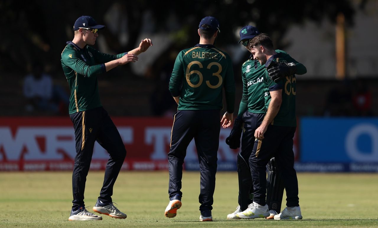 Curtis Campher struck with the ball, too, taking out Christopher McBride, Ireland vs Scotland, ICC World Cup Qualifier, Bulawayo, June 21, 2023