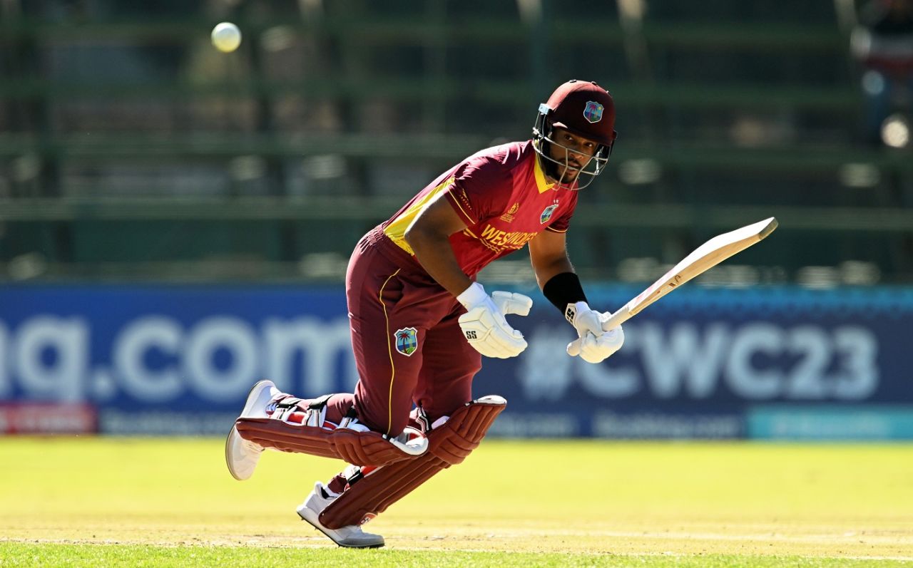 Shai Hope plays it square, Nepal vs West Indies, World Cup Qualifier, Harare, June 22, 2023