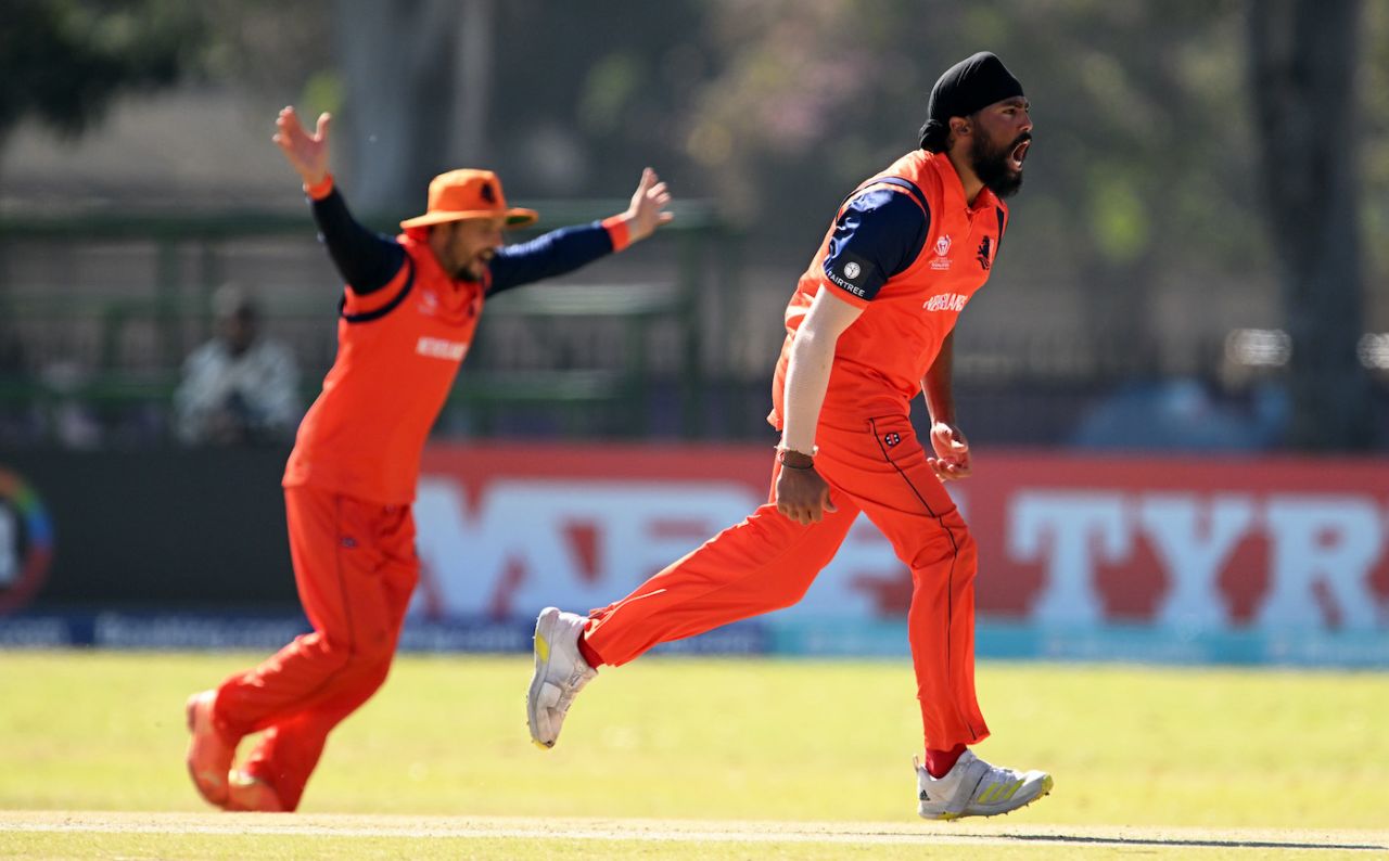 Vikramjit Singh took two wickets in two consecutive overs, Netherlands vs Nepal, ICC ODI World Cup Qualifier, Harare, June 24, 2023