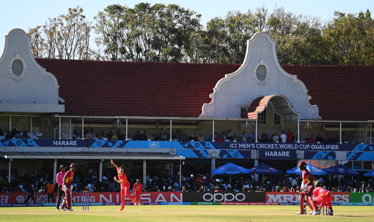 Fans watch the game from an overflowing Centurion pub at Harare Sports Club, Zimbabwe vs West Indies, World Cup Qualifier, Harare, June 24, 2023