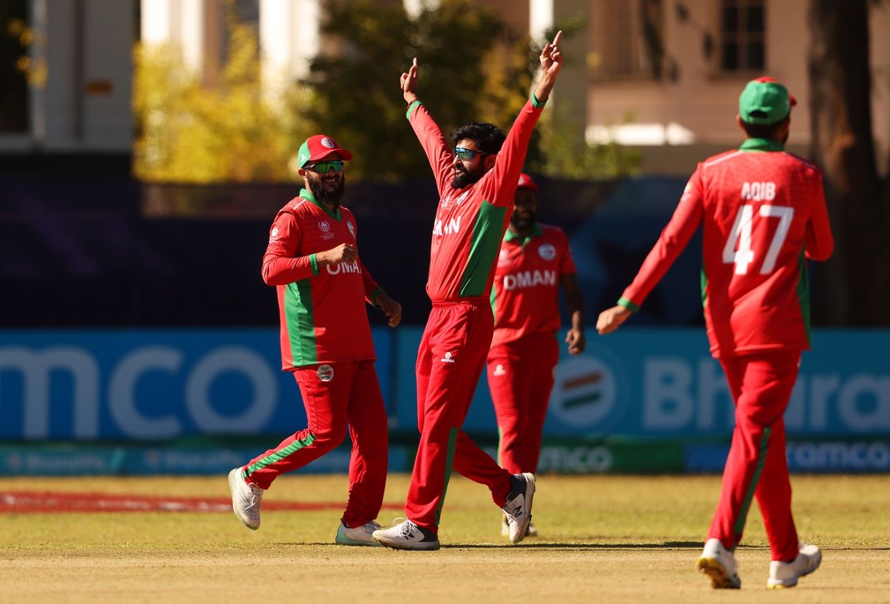 Jay Odedra's reaction says it all after he struck first ball, Oman vs Scotland, ICC Cricket World Cup Qualifier, Bulawayo, June 25, 2023