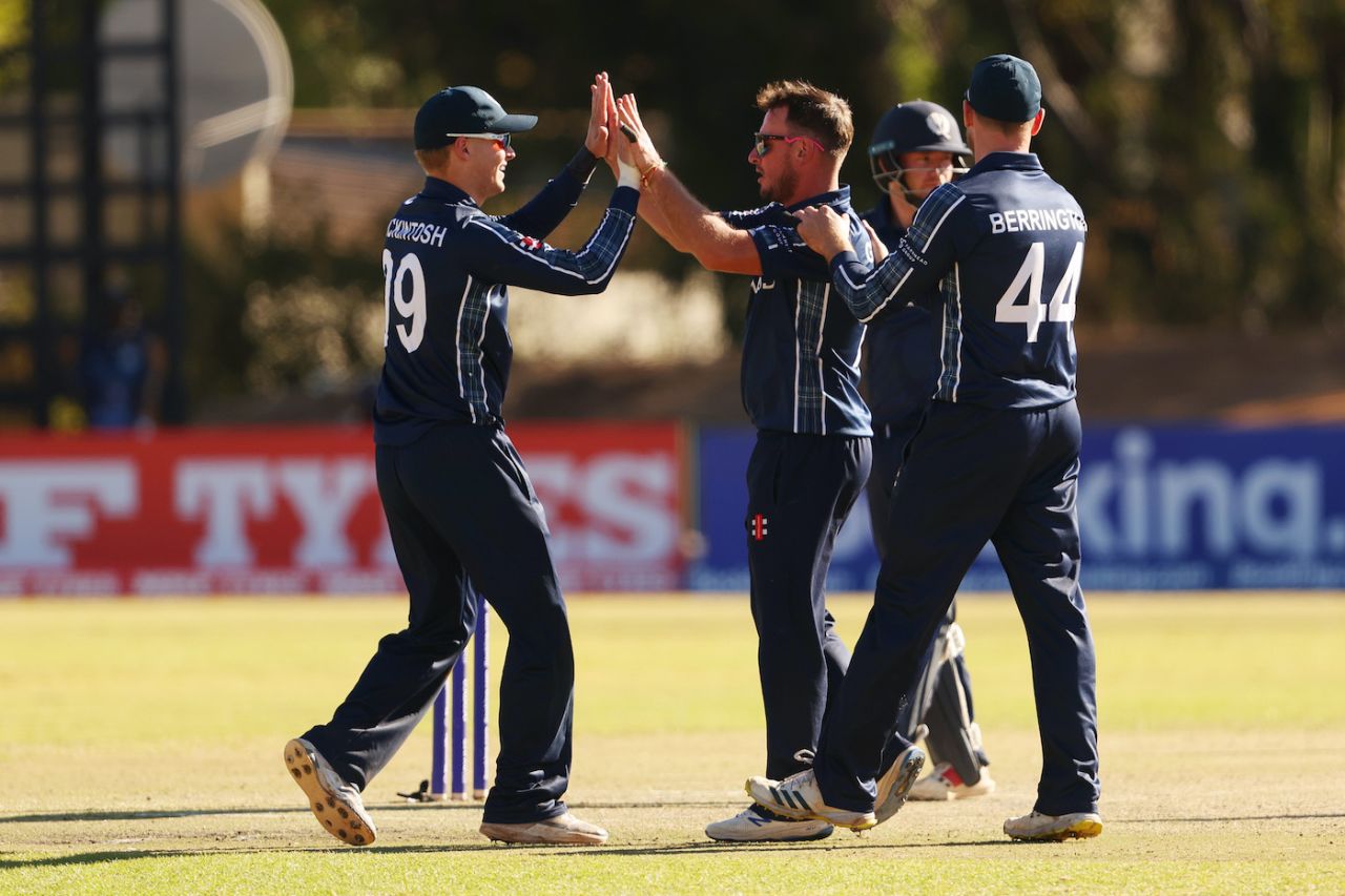 Chris Greaves was among the wickets, Oman vs Scotland, ICC Cricket World Cup Qualifier, Bulawayo, June 25, 2023