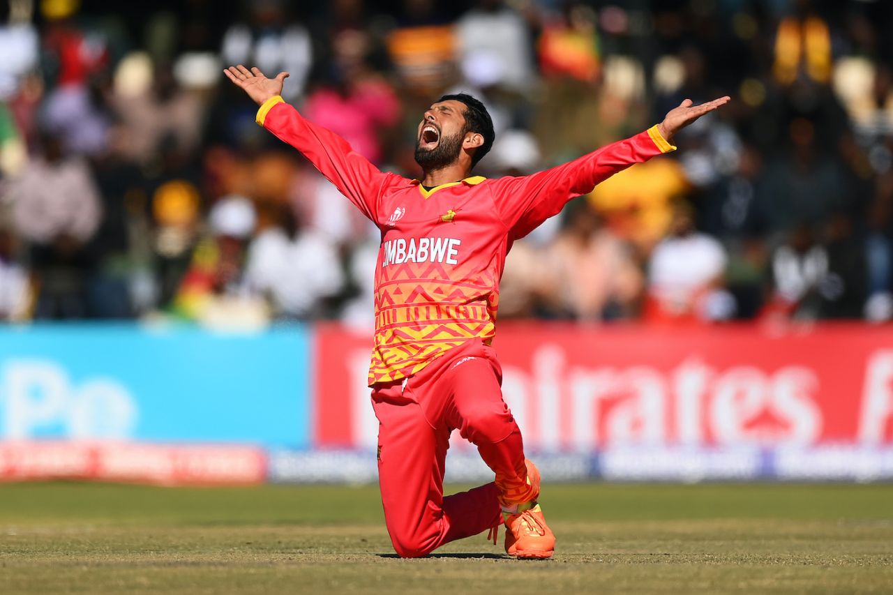 Sikandar Raza's celebration in all its exuberance, Zimbabwe vs USA, ICC World Cup Qualifier, Harare, June 26, 2023
