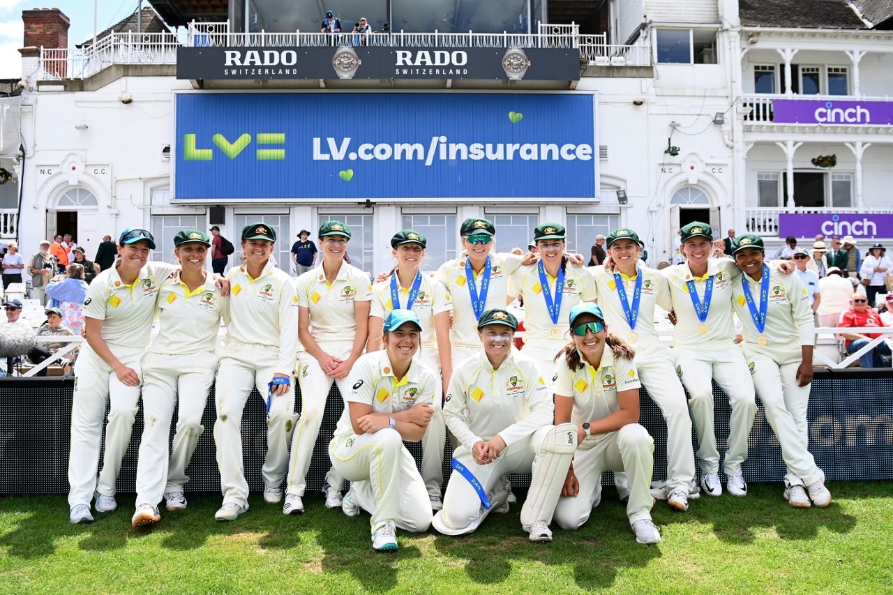 Australia are all smiles after winning the one-off Test, England vs Australia, Only Test, Women's Ashes, Nottingham, 5th day, June 26, 2023