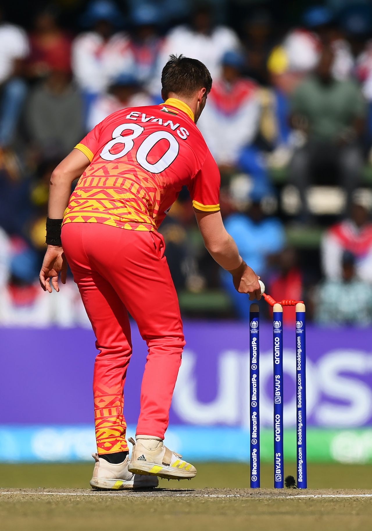 Brad Evans completes an easy run out, Zimbabwe vs USA, ICC World Cup Qualifier, Harare, June 26, 2023
