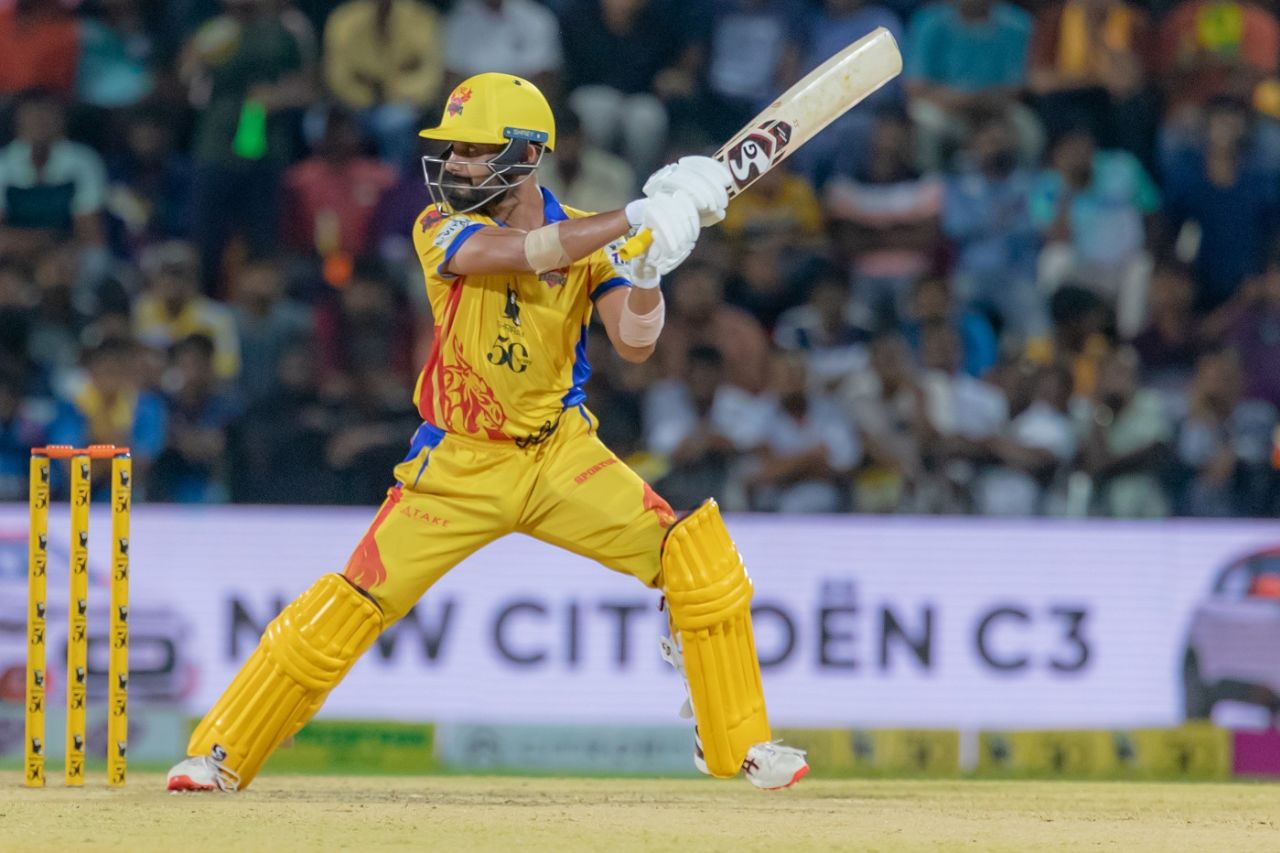 Shivam Singh slashes one away, Dindigul Dragons vs IDream Tiruppur Tamizhans, TNPL 2023, Salem, June 28, 2023