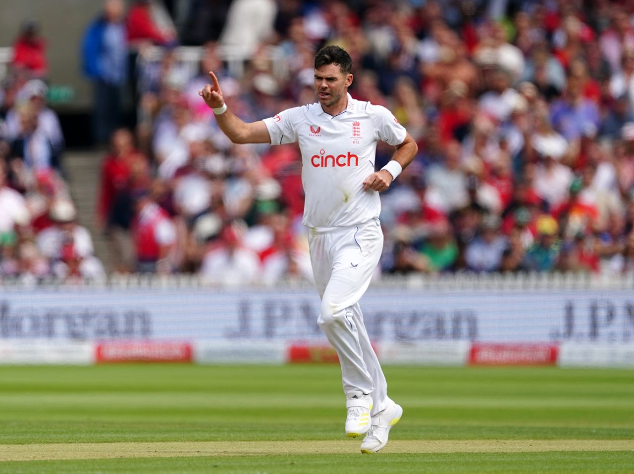 James Anderson celebrates his first wicket of the match, England vs Australia, 2nd Ashes Test, Lord's, 2nd day, June 29, 2023