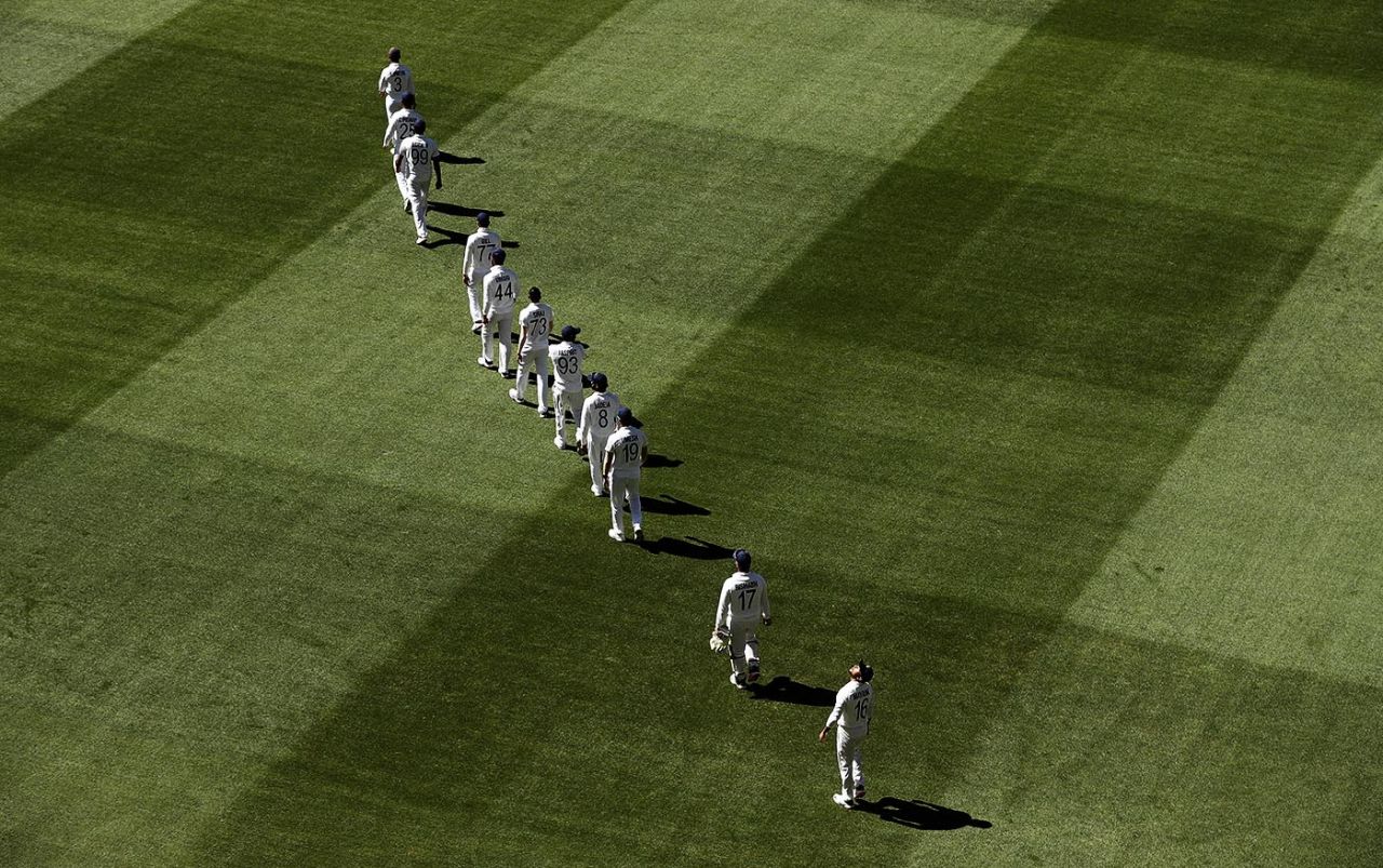 India's players walk out onto the ground, Australia vs India, 2nd Test, MCG, December 26, 2020