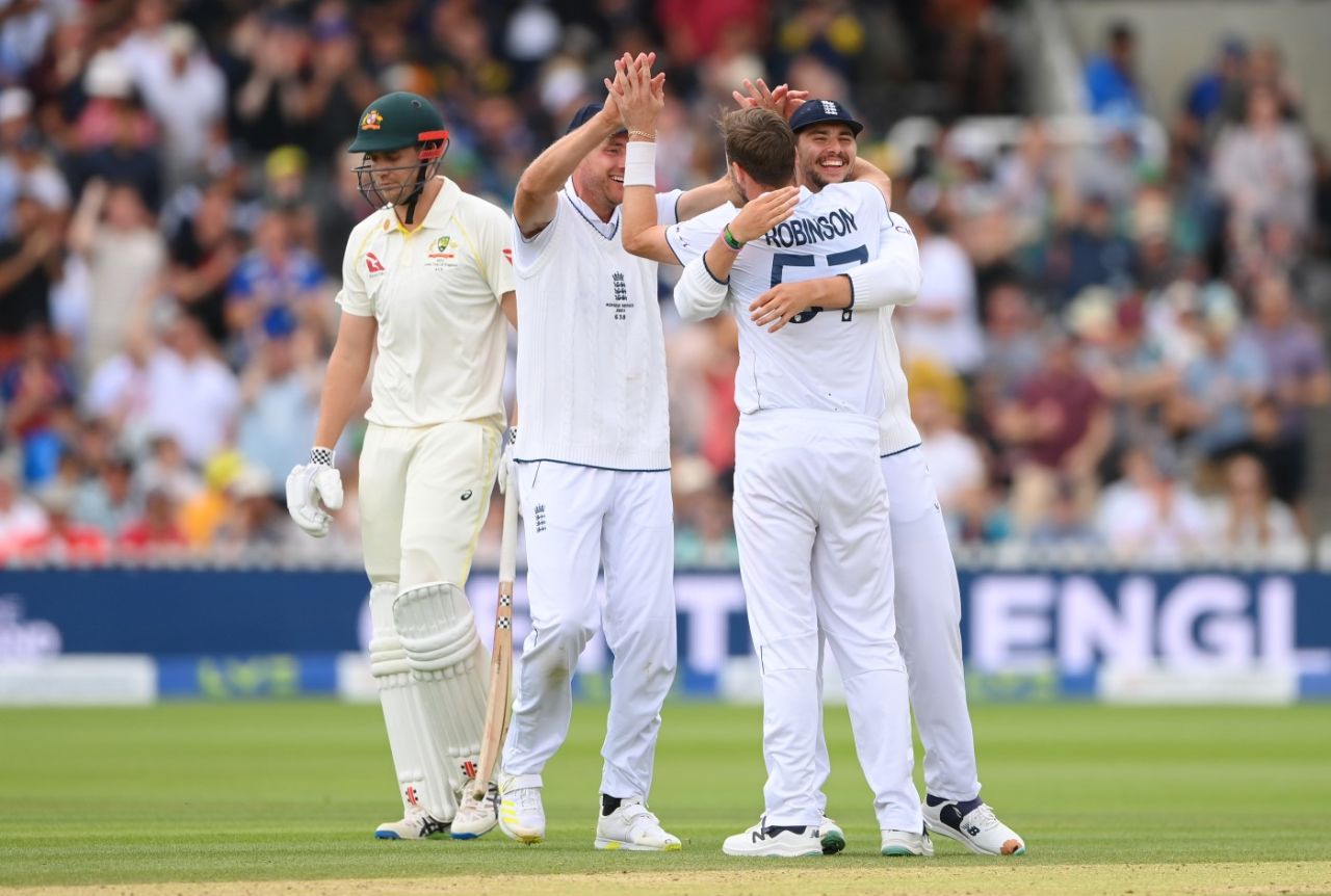 Ollie Robinson celebrates the wicket of Cameron Green, England vs Australia, 2nd Ashes Test, Lord's, 4th day, July 1, 2023