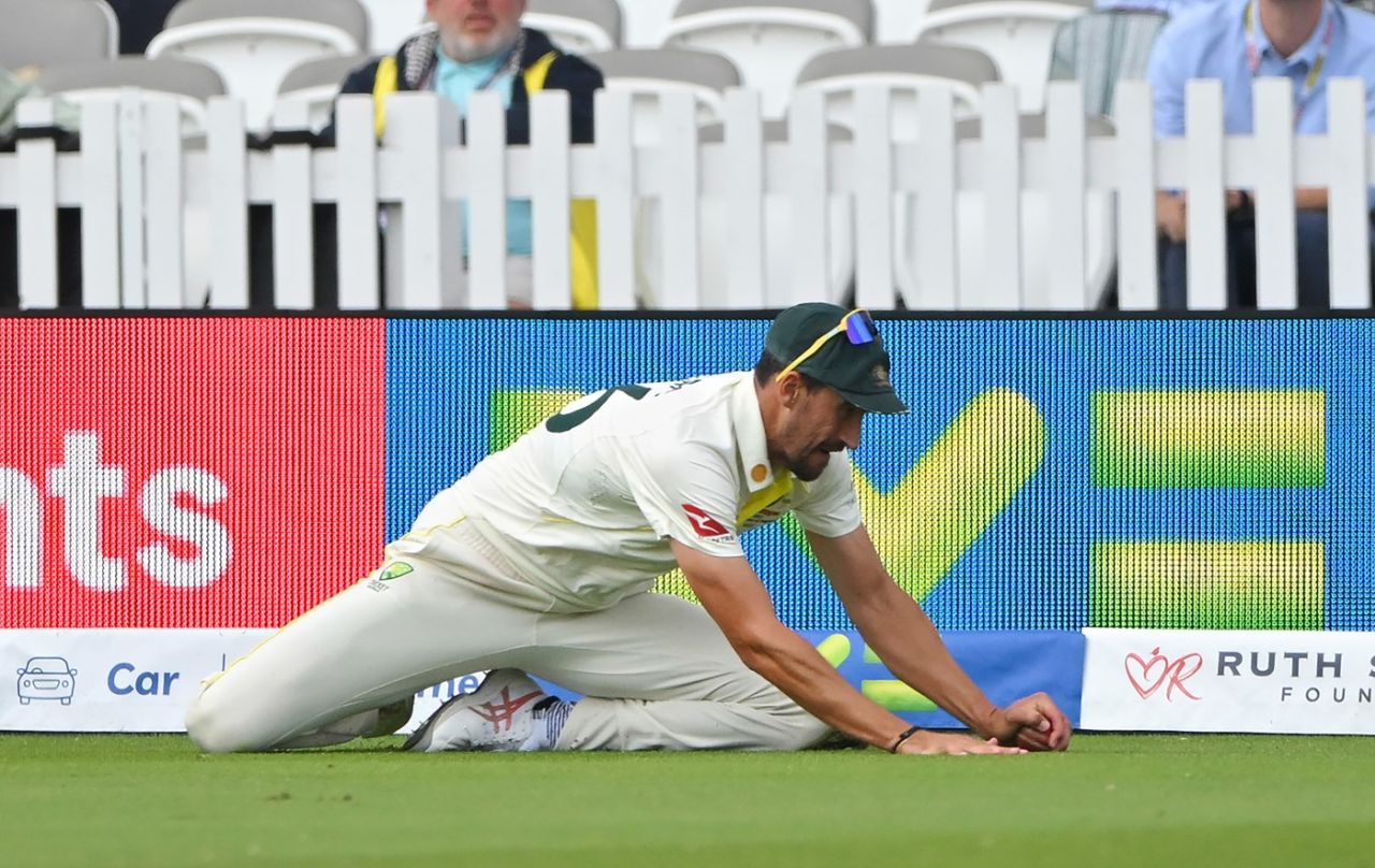 Mitchell Starc was deemed to have grounded the ball after taking a catch, England vs Australia, 2nd Ashes Test, Lord's, 4th day, July 1, 2023