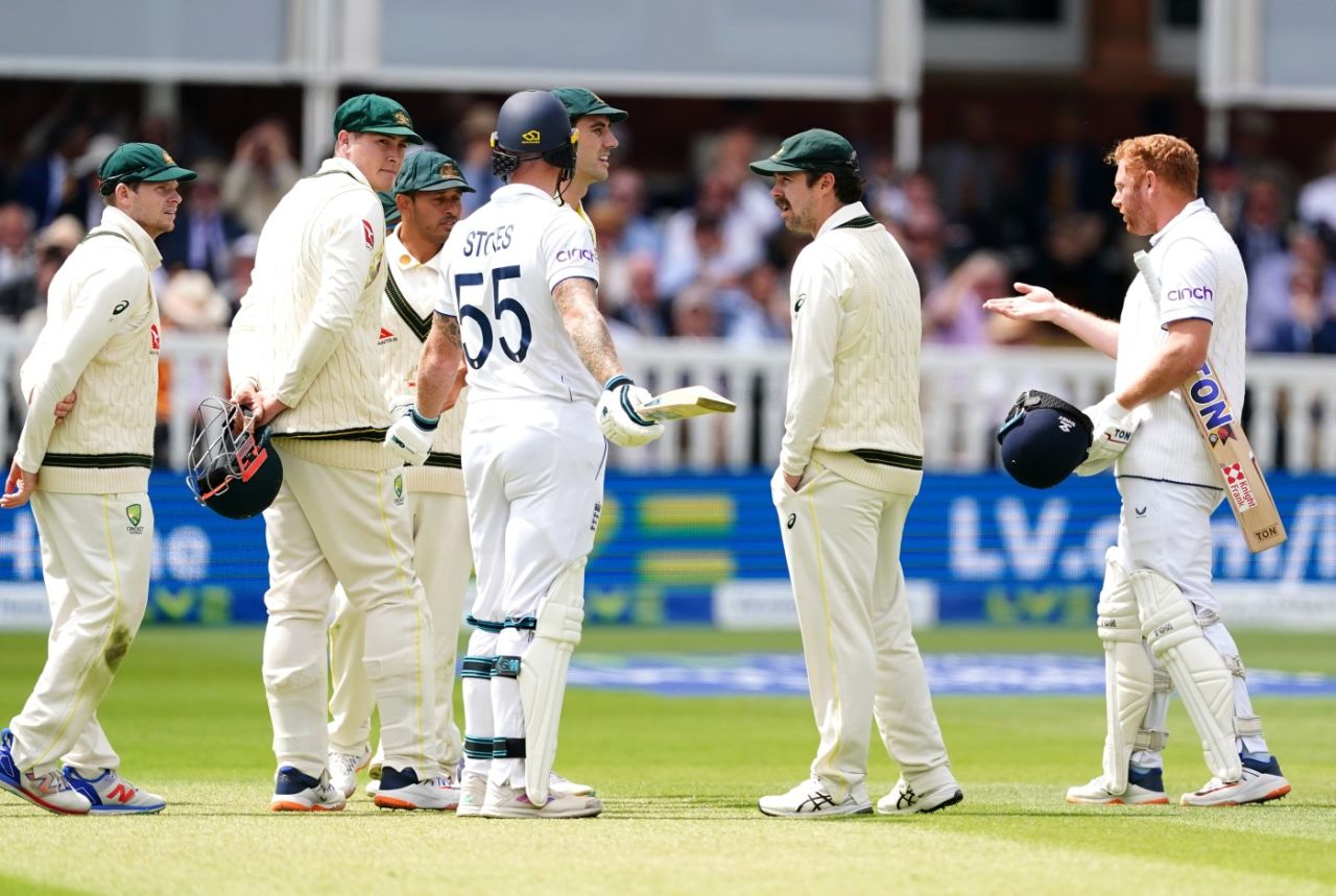 Jonny Bairstow and Ben Stokes argue with Australians, England vs Australia, 2nd Ashes Test, Lord's, 5th day, July 2, 2023