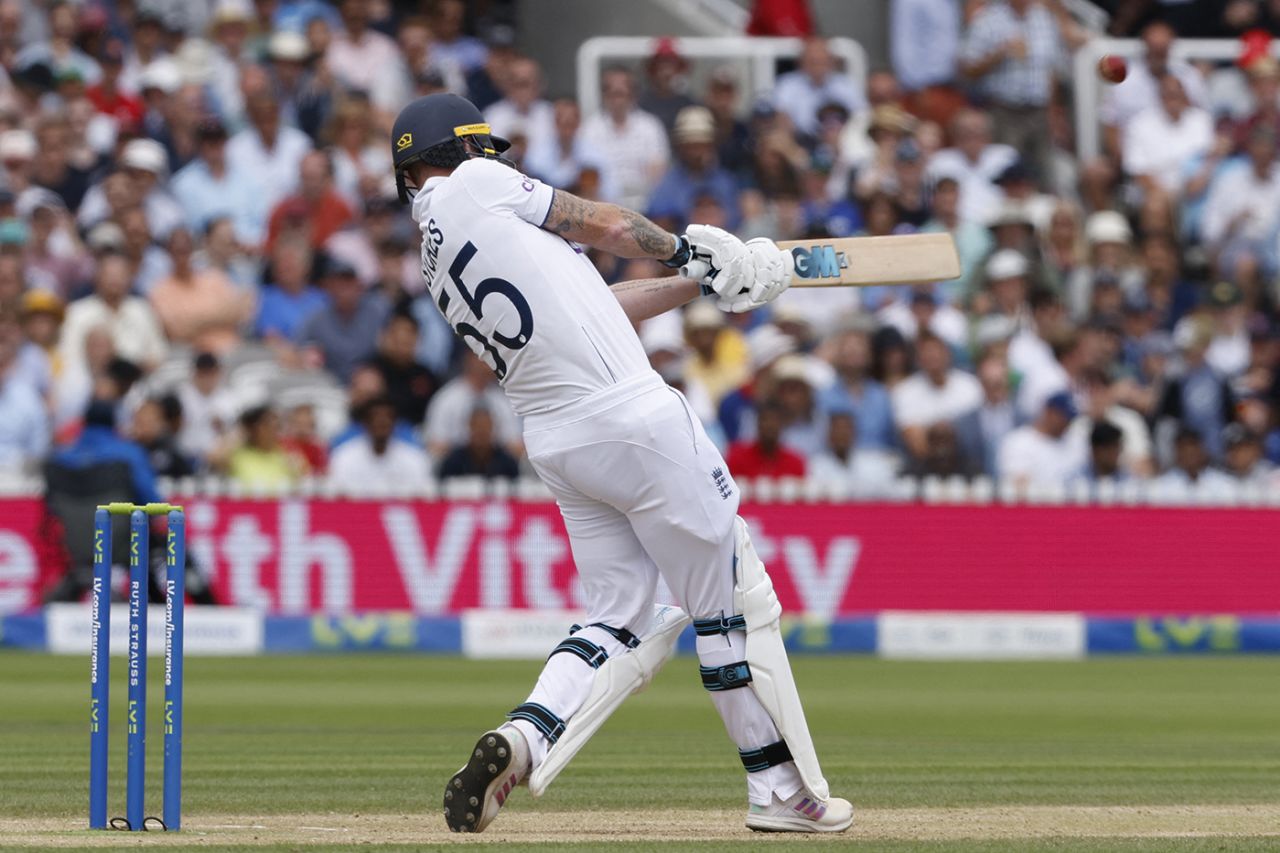 Ben Stokes heaves the ball leg side, England vs Australia, 2nd Ashes Test, Lord's, 5th day, July 2, 2023