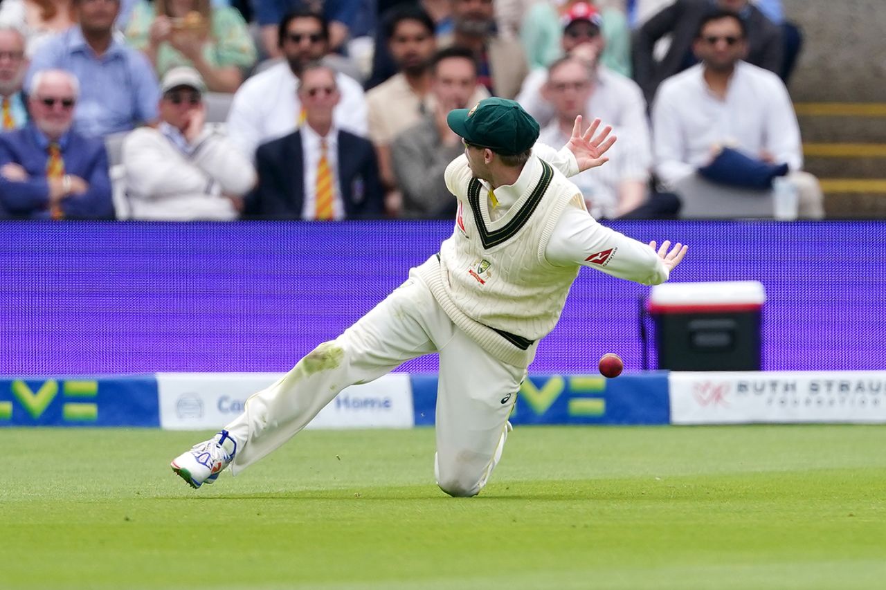 Steven Smith puts down a catch off Ben Stokes, England vs Australia, 2nd Ashes Test, Lord's, 5th day, July 2, 2023