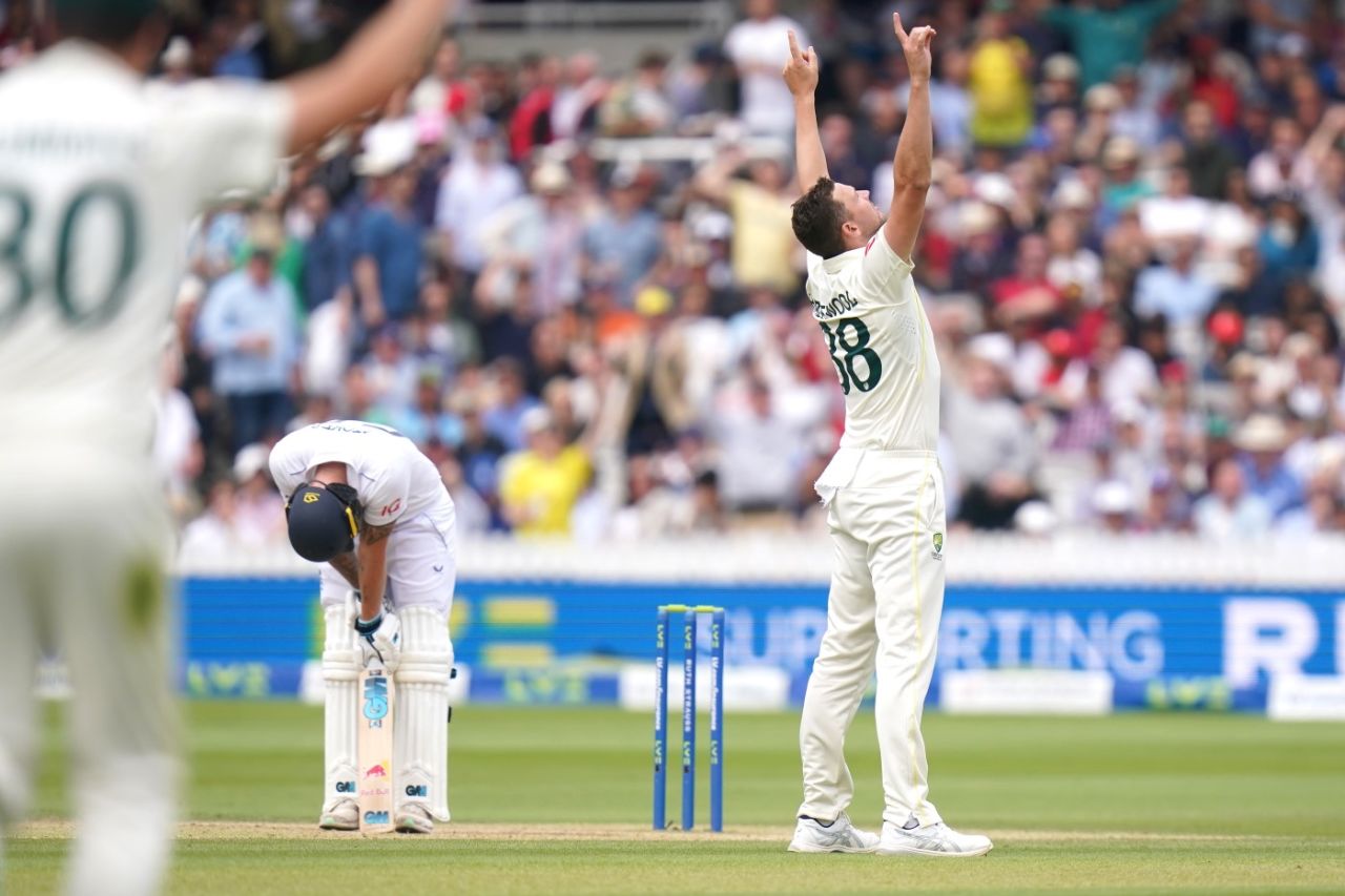 Ben Stokes slumps after falling to Josh Hazlewood, England vs Australia, 2nd Ashes Test, Lord's, 5th day, July 2, 2023