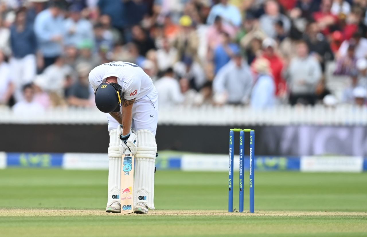 Ben Stokes crestfallen after getting out for 155, England vs Australia, 2nd Ashes Test, Lord's, 5th day, July 2, 2023