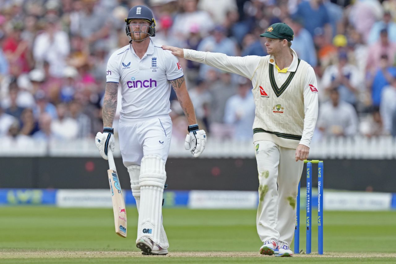 Ben Stokes' innings earned him a pat on the back from Steven Smith, England vs Australia, 2nd Ashes Test, Lord's, 5th day, July 2, 2023