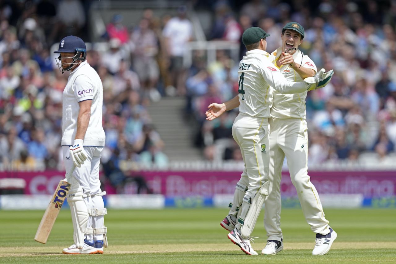 Pat Cummins is thrilled with Alex Carey catching Jonny Bairstow short of his ground, England vs Australia, 2nd Ashes Test, Lord's, 5th day, July 2, 2023