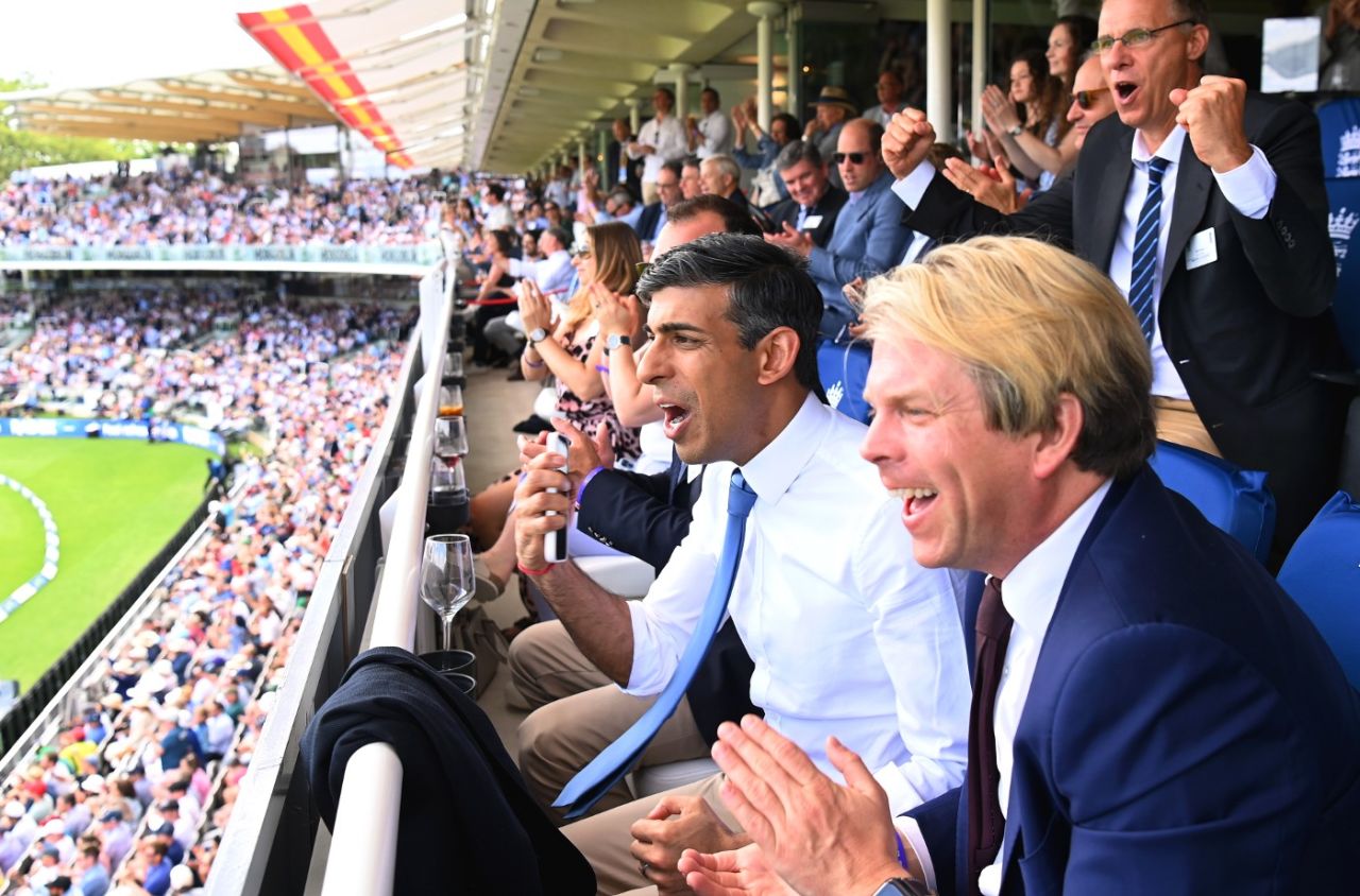 Rishi Sunak looks on during the Lord's Test, England vs Australia, 2nd Ashes Test, Lord's, 4th day, July 1, 2023