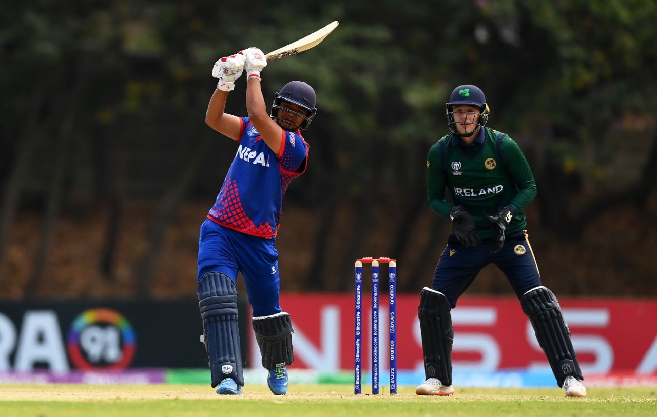 Kushal Malla scored a counterattacking 44, 7th place playoff, ICC ODI World Cup Qualifiers, Harare, July 4, 2023