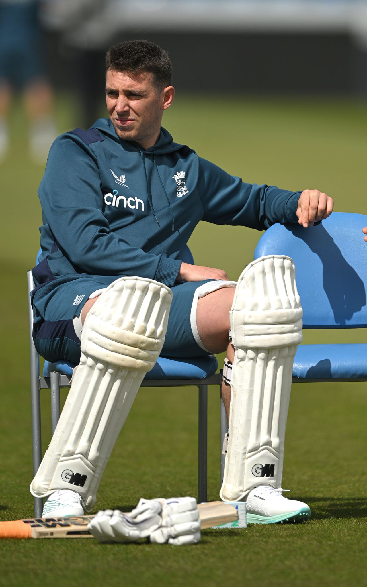 Dan Lawrence waits for a turn in the nets, Headingley, July 4, 2023