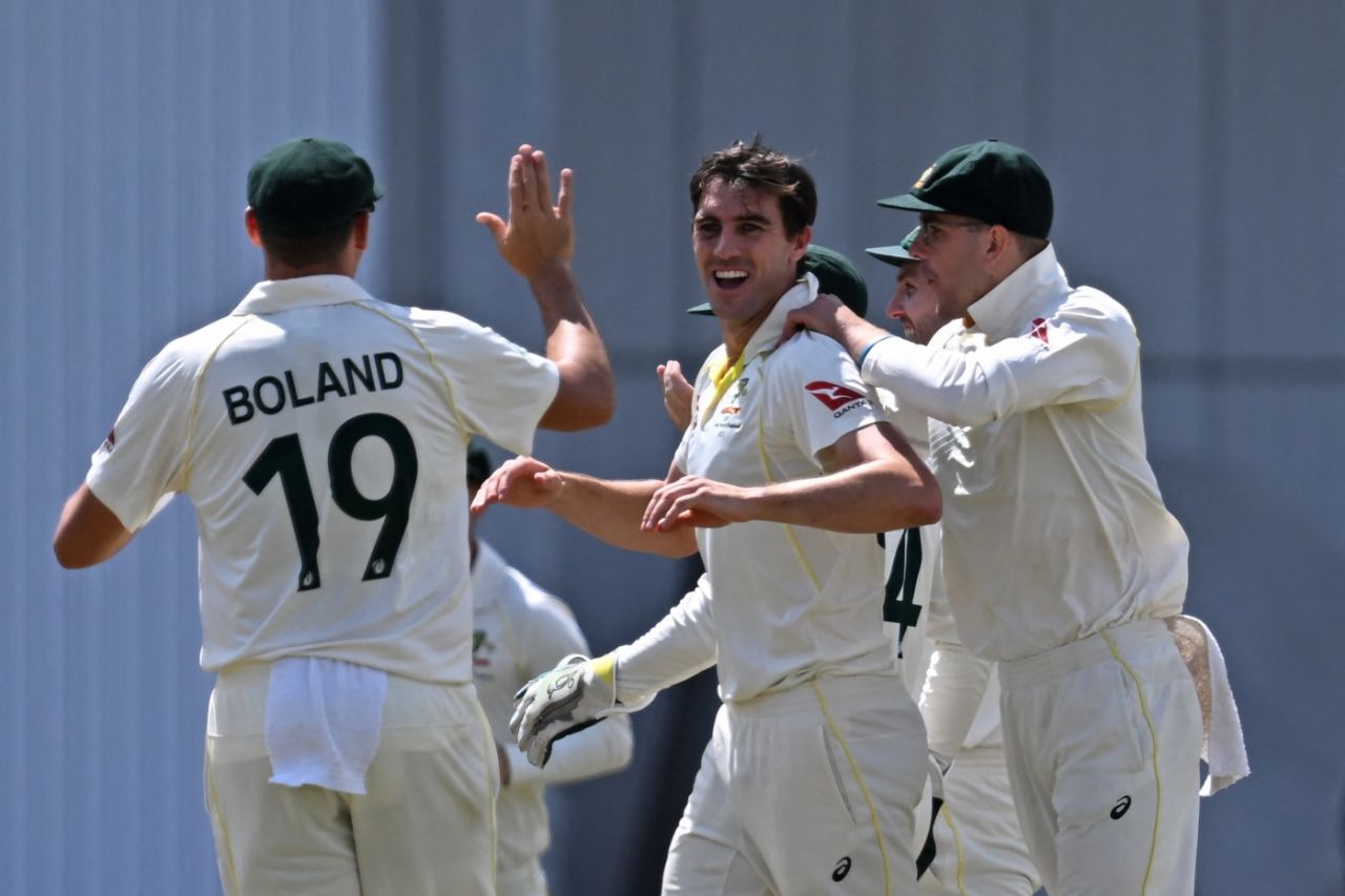 Pat Cummins celebrates the wicket of Moeen Ali, England vs Australia, 2nd day, 3rd Test, Headingley, July 7, 2023