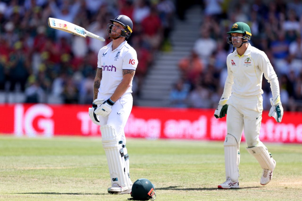 Ben Stokes is frustrated after holing out for 80, England vs Australia, 3rd Test, 2nd day, Headingley, July 7, 2023