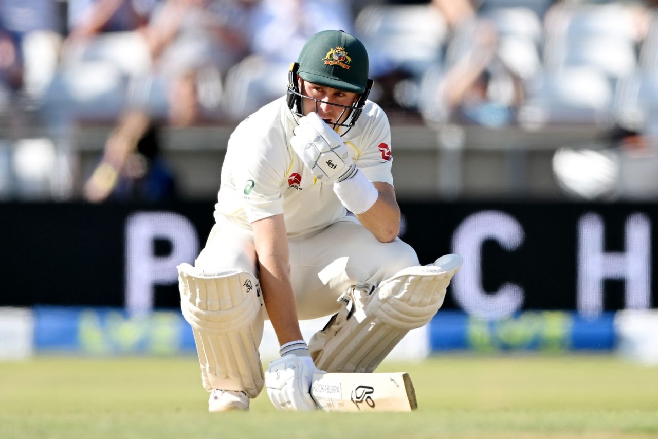 Marnus Labuschagne gets out of a Mark Wood short ball, England vs Australia, 3rd Test, 2nd day, Headingley, July 7, 2023