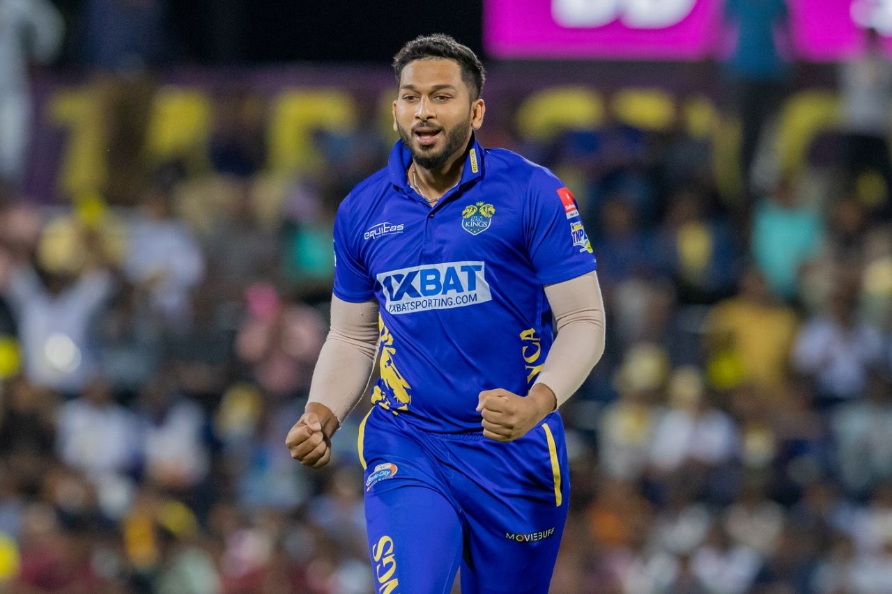 M Shahrukh Khan celebrates a wicket, Lyca Kovai Kings vs Dindigul Dragons, Qualifier 1, TNPL 2023, July 7, 2023