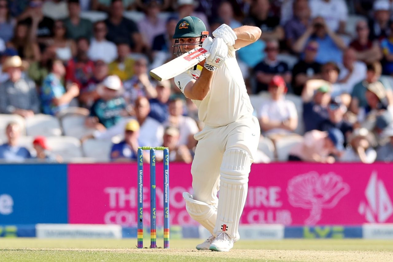 Mitchell Marsh drives through cover, England vs Australia, 3rd Test, 2nd day, Headingley, July 7, 2023