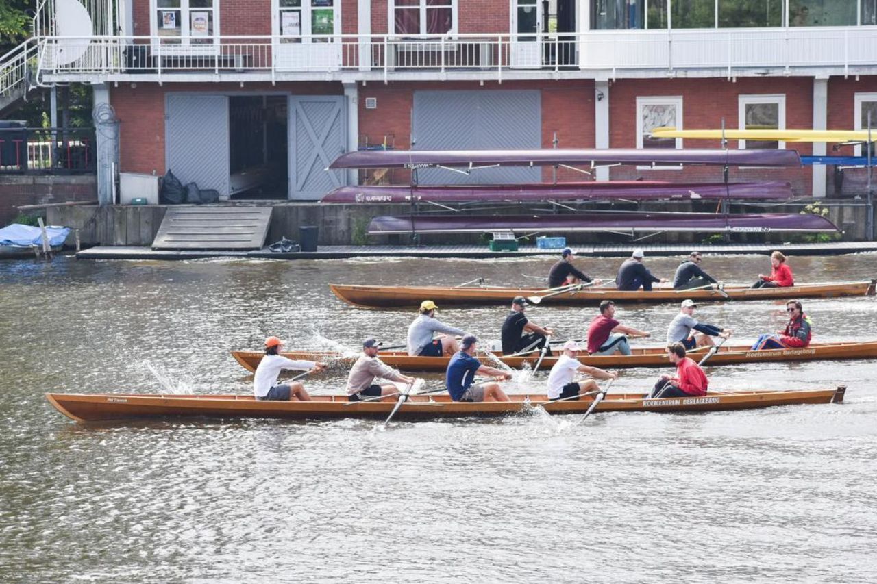 The Netherlands players try their hands at rowing, Amsterdam, June 2023