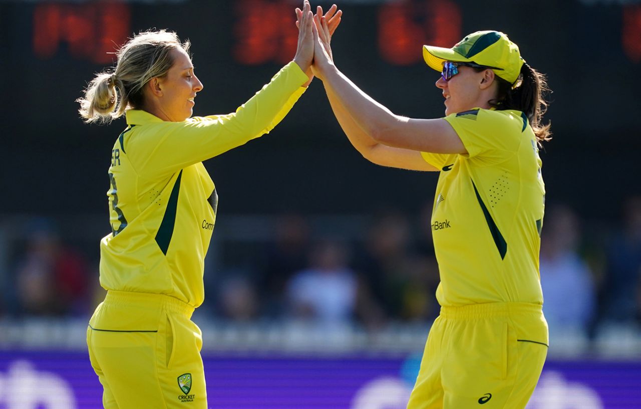 Ash Gardner celebrates a breakthrough, England vs Australia, Women's Ashes, 1st ODI, Bristol, July 12, 2023