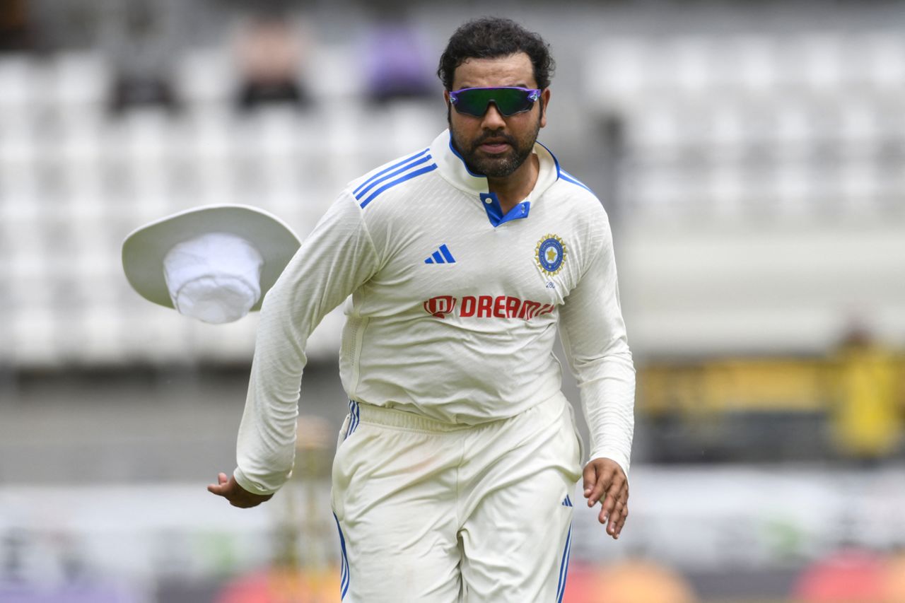 Rohit Sharma chases after a ball, West Indies vs India, 1st Test, Roseau, 1st day, July 12, 2023