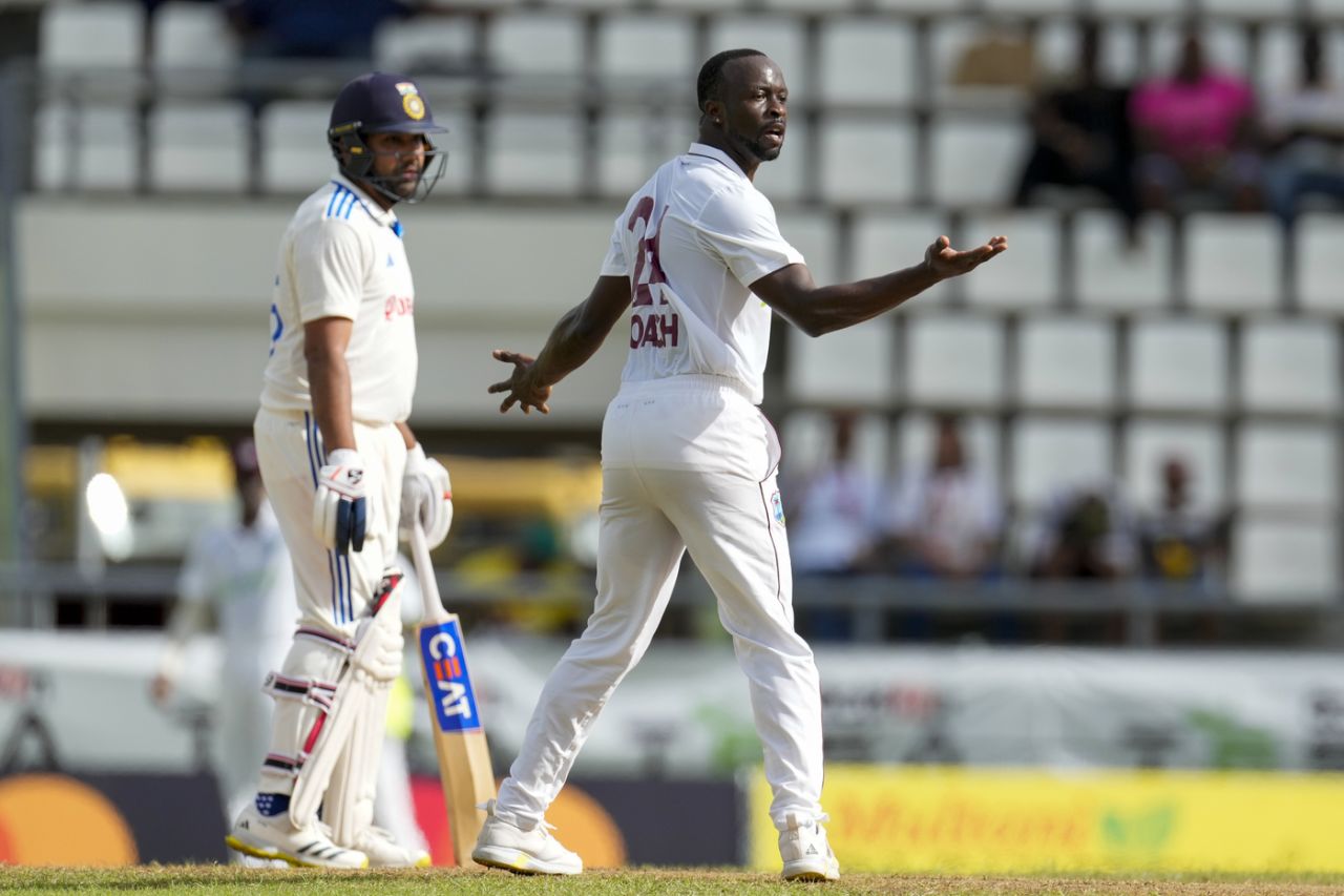 Kemar Roach appeals, West Indies vs India, 1st Test, Roseau, 1st day, July 12, 2023