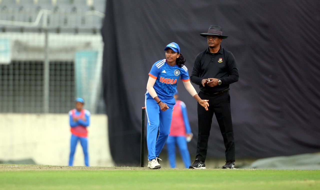 Minnu Mani provided the early breakthrough again, Bangladesh vs India, 3rd T20I, Mirpur, July 13, 2023