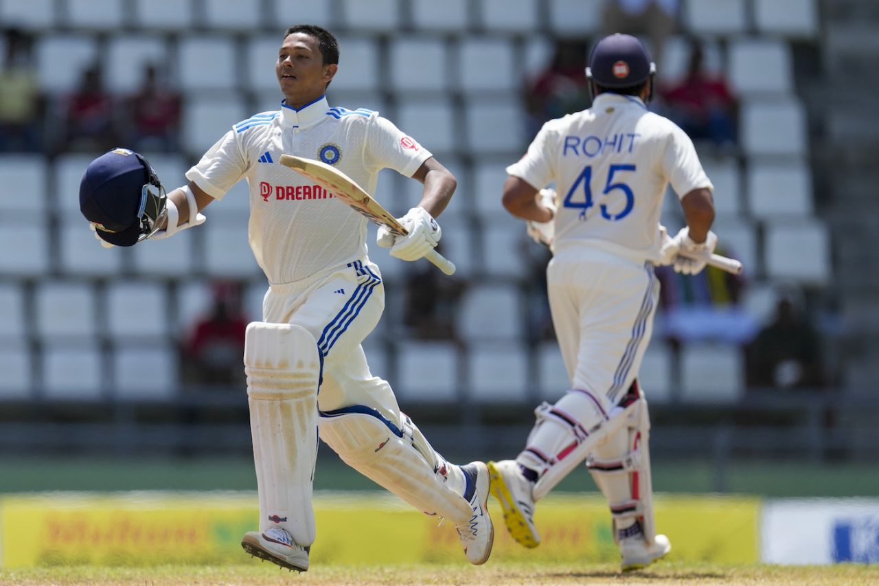 Yashasvi Jaiswal runs his 100th run, West Indies vs India, 1st Test, Dominica, 2nd day, July 13, 2023