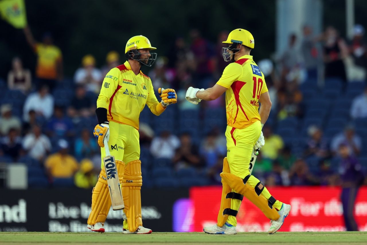 Devon Conway and David Miller put on a 77-run stand for the third wicket, Texas Super Kings vs LA Knight Riders, Major League Cricket, Grand Prairie, July 13, 2023