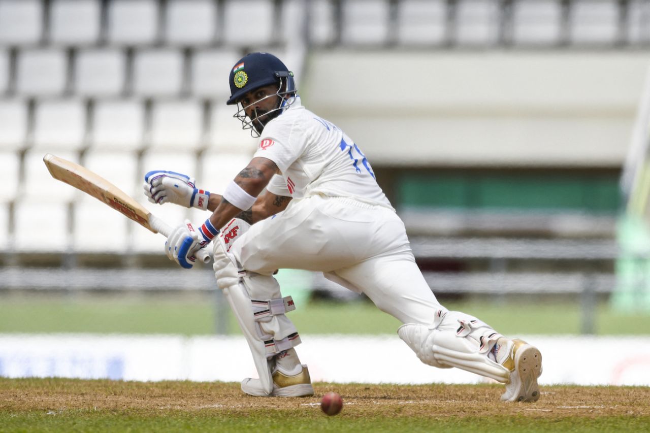 Virat Kohli plays the ball behind square, West Indies vs India, 1st Test, Dominica, 3rd day, July 14, 2023