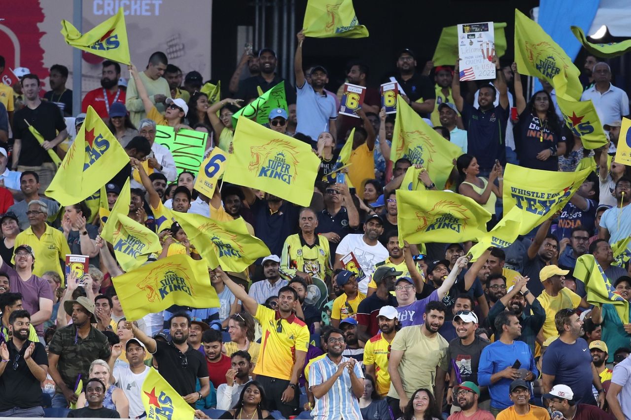 The Texas Super Kings fans were out in huge numbers on the opening night of the MLC, Texas Super Kings vs LA Knight Riders, MLC,Texas, July 13, 2023