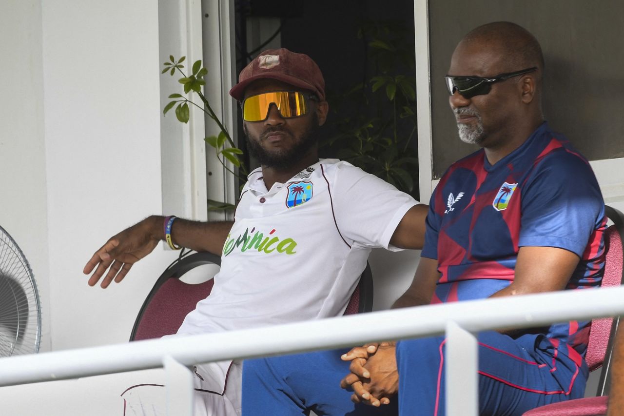 Captain Kraigg Brathwaite and head coach Andre Coley cut a sorry figure, West Indies vs India, 1st Test, Dominica, 3rd day, July 14, 2023