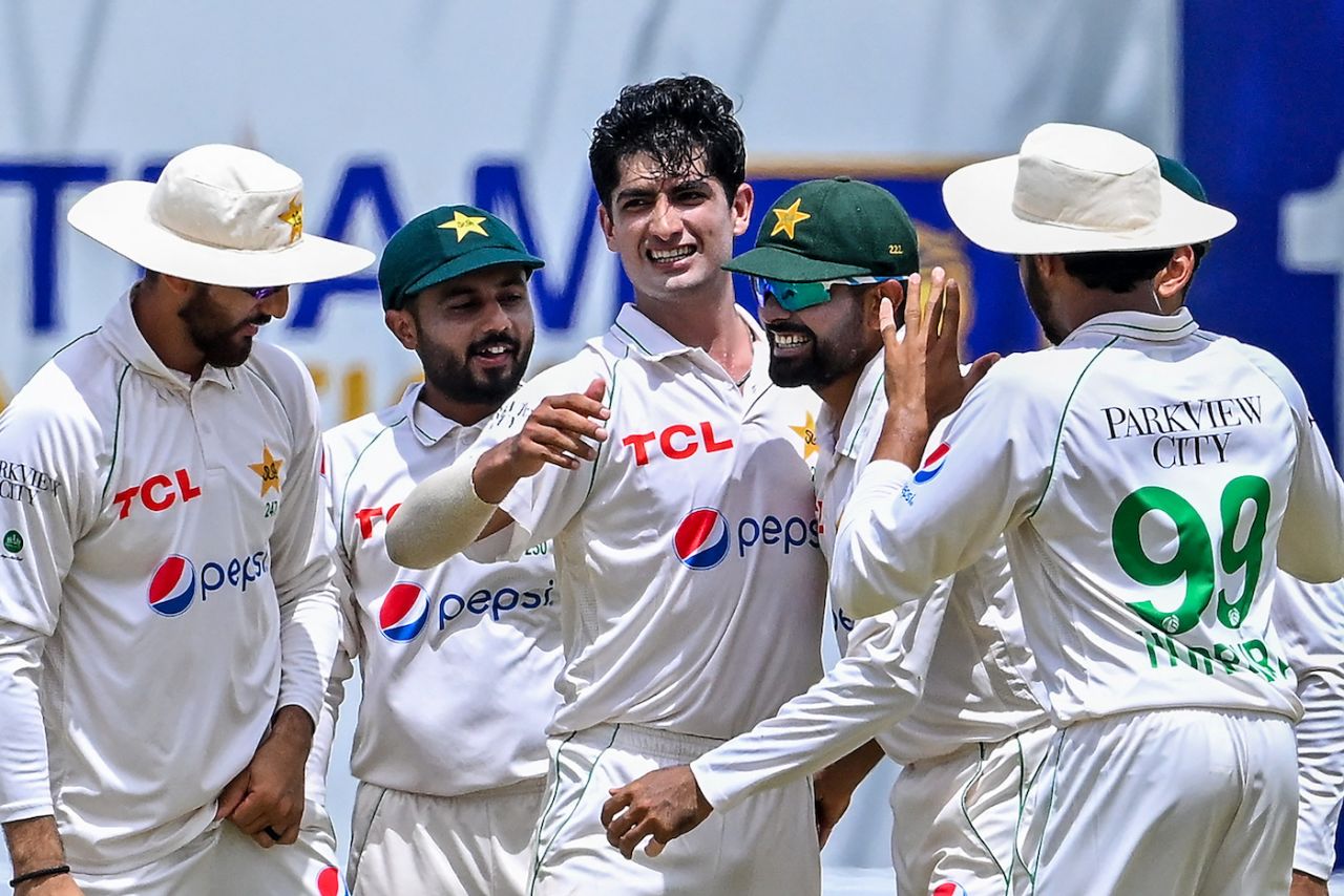 Naseem Shah got on the scorecard when he got rid of Dinesh Chandimal, Sri Lanka vs Pakistan, 1st Test, Galle, 1st day, July 16, 2023